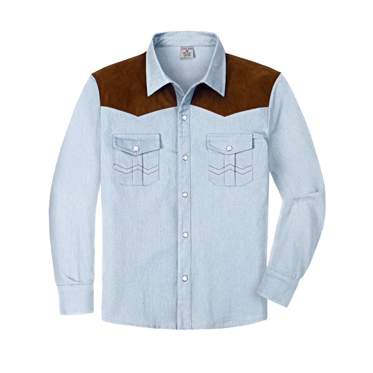 Boys Western Shirts Toddler Cowboy Button Down Denim Shirt Children Spring and Autumn Tops 4-12 Years