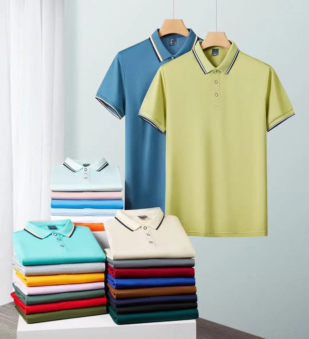 Golf men's collar knitted polo shirt, business casual men's short sleeved summer new clothing