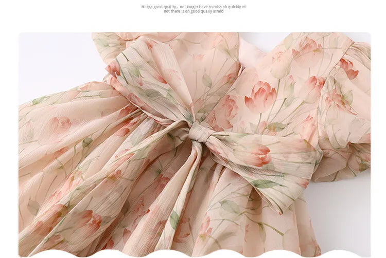 summer Elegant Flower Princess Dresses vestidos elegantes para mujer kids girls dress clothes vestido verano 12 14 enfant fille