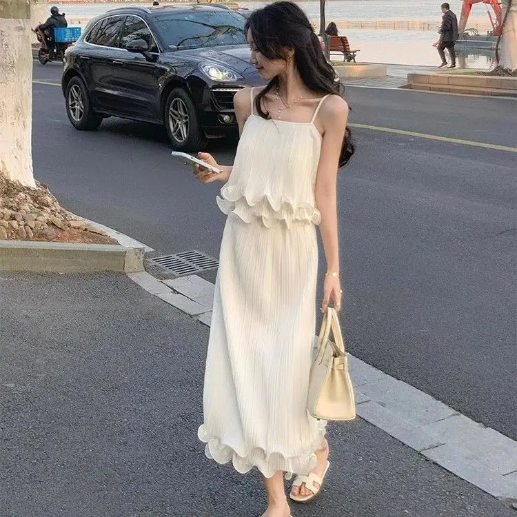 Women 2025 New French Lace Top Skirt Suit
