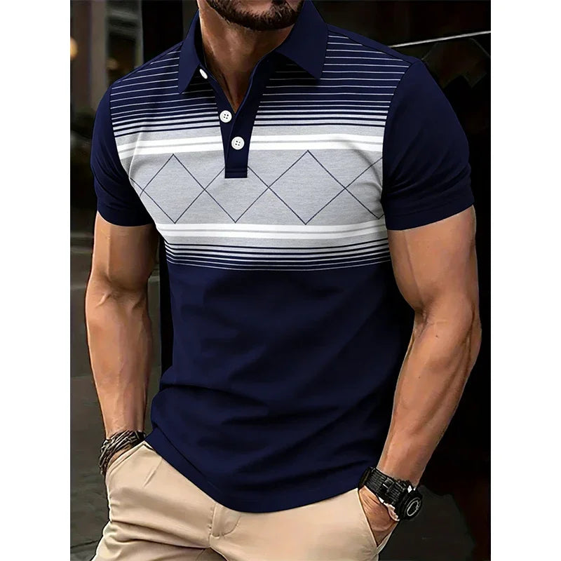Summer Men's Clothes Short Sleeves Fashionable Different Colors Matching Comfortable Daily Wear 100%Polyester Casual
