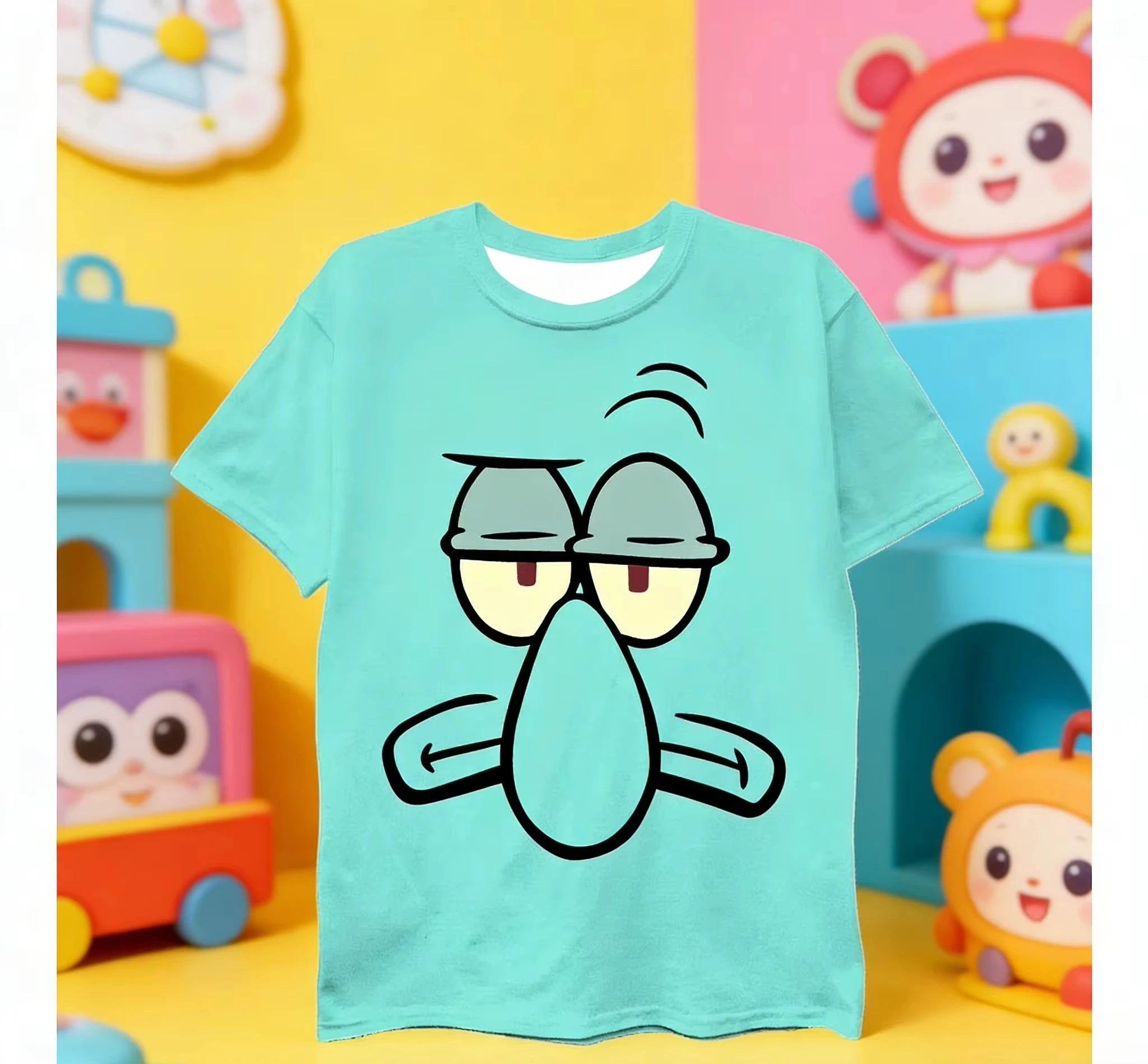 KId fashion SpongeBob SquarePants summer casual tops oversized Men's women's Tshirts Children's adult Parent child T shirts
