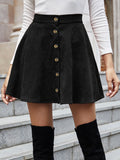 Women's skirt, black single breasted skirt, casual and elegant skirt, young women's skirt, commuting daily versatile skirt 786