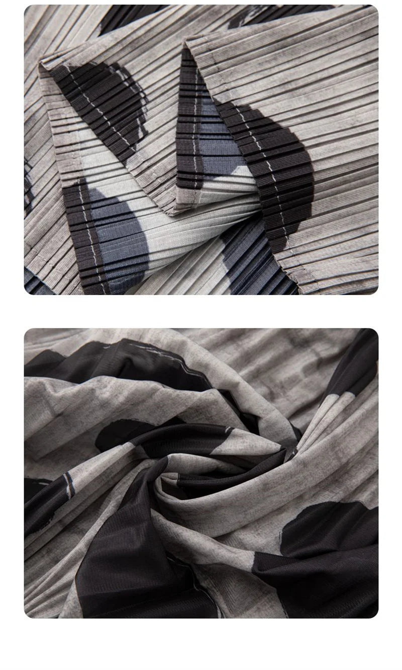 Skirts for Women Miyake Skirt Minority Design Sense Pleated Skirt Female  High Waist Printing Loose hip Skirt Pleated Skirt