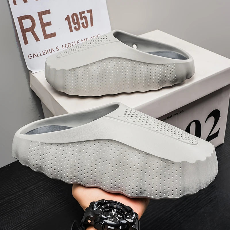 Summer Men Half Slippers Outdoor Breathable Couple Beach Shoes Platform Lightweight Soft Men Sandals Women Garden Casual Shoes
