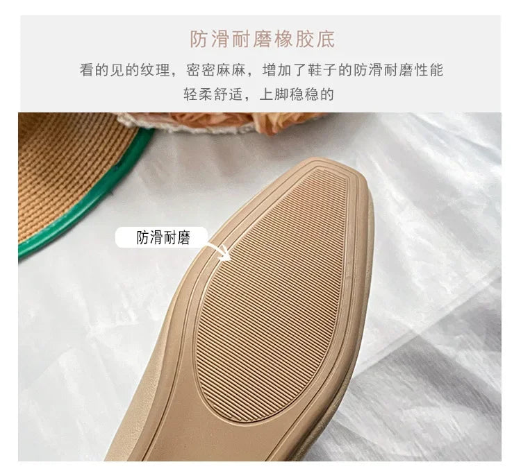 Genuine Leather Multi-color Low-heeled women's Shoes  Round Toe Flat Bottom Shallow Cut Single Shoe Casual Versatile Loafers