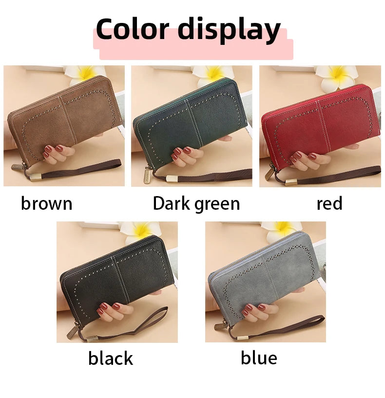 RFID anti-theft long wallet for men and women; 2025 cross-border new version; large capacity mobile phone bag; vintage hollowedo
