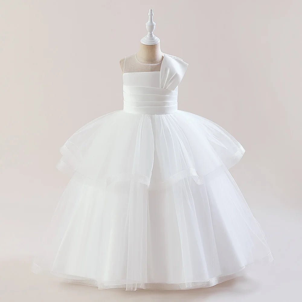 Teens Christmas Party Dresses For Girls White Bridesmaid Prom Gown Tulle Pageant Formal Wedding Evening Dress Children Costume