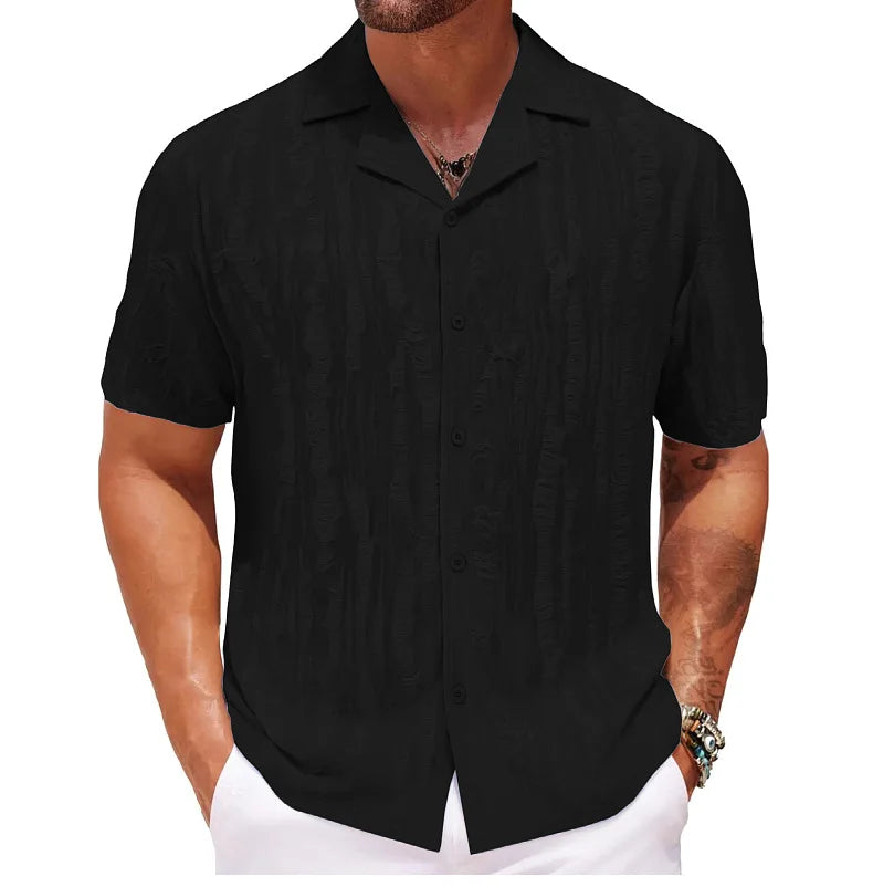 2026 Men's Summer Shirts Top Solid Turn-Down Collar Short Sleeve Shirt for Men Loose Half Sleeved Non Ironing T-shirt Male New