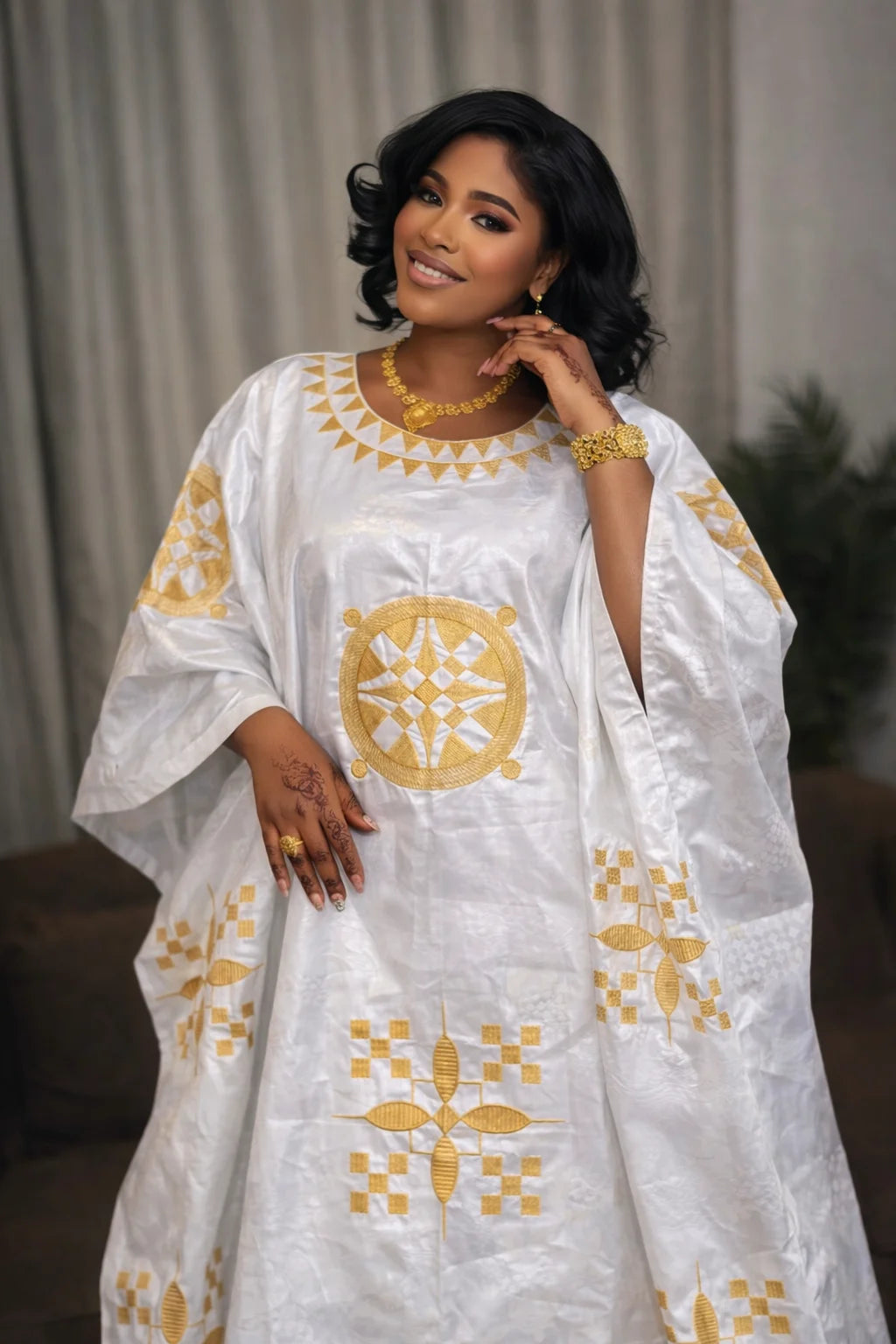 White And Gold African Women Bazin Riche Boubou Dress Original Nigeria Basin Rich Wedding Party Dashiki Gown Shining Robe