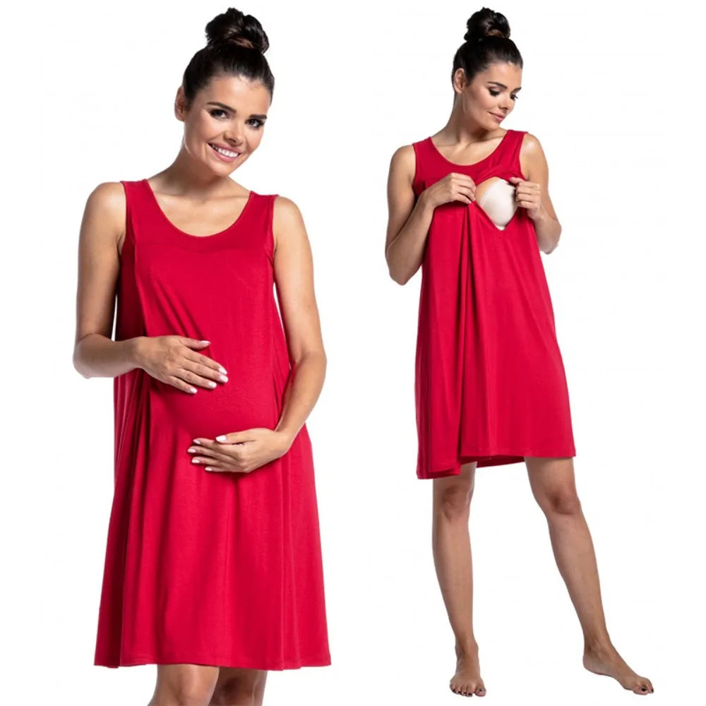 Maternity Nightgown Soft Comfortable Nursing Dress Breastfeeding Pregnant Women