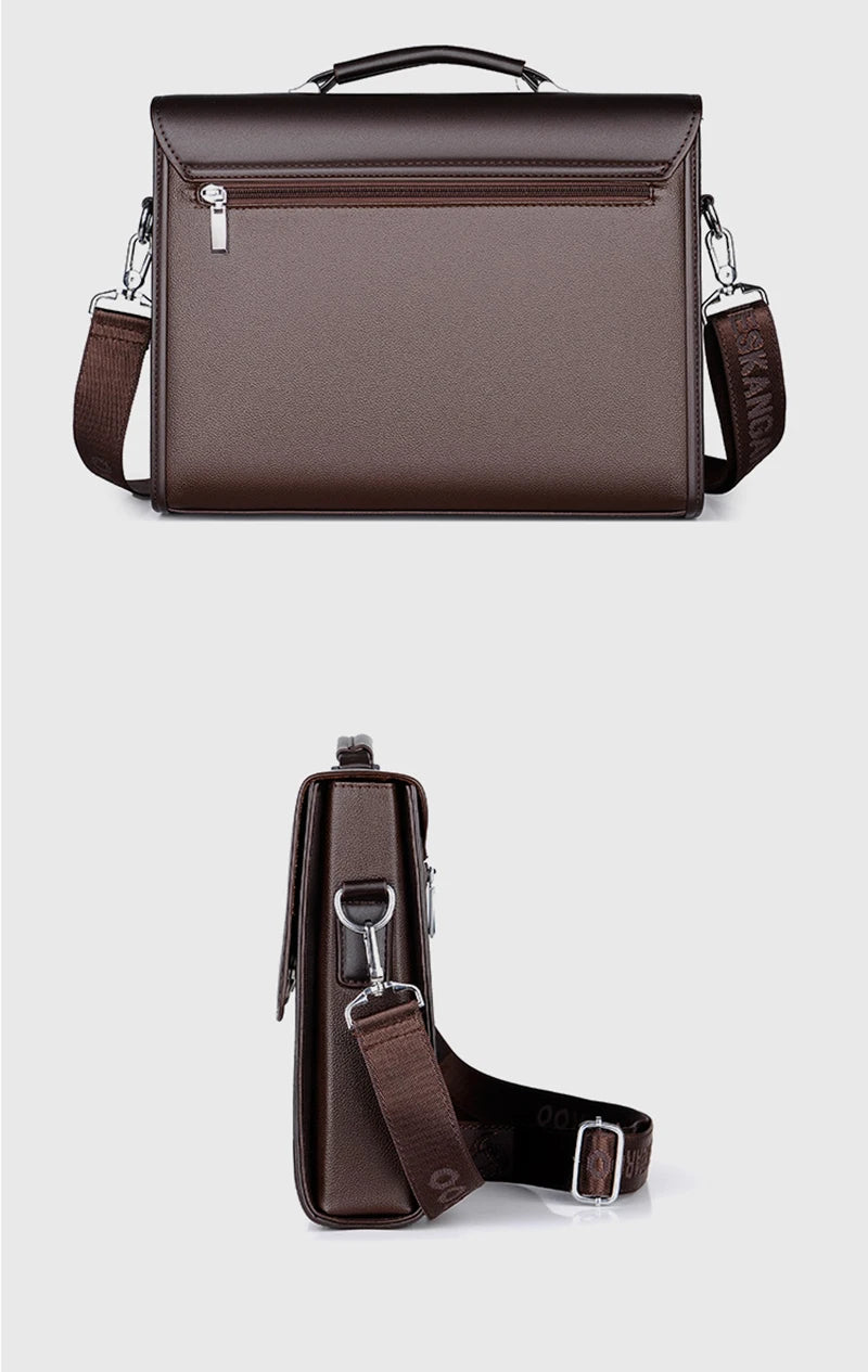 Executives Briefcase For Men PU Leather Designer Business Fashion Handbag Shoulder Messenger Male Organizer for Documents Bag