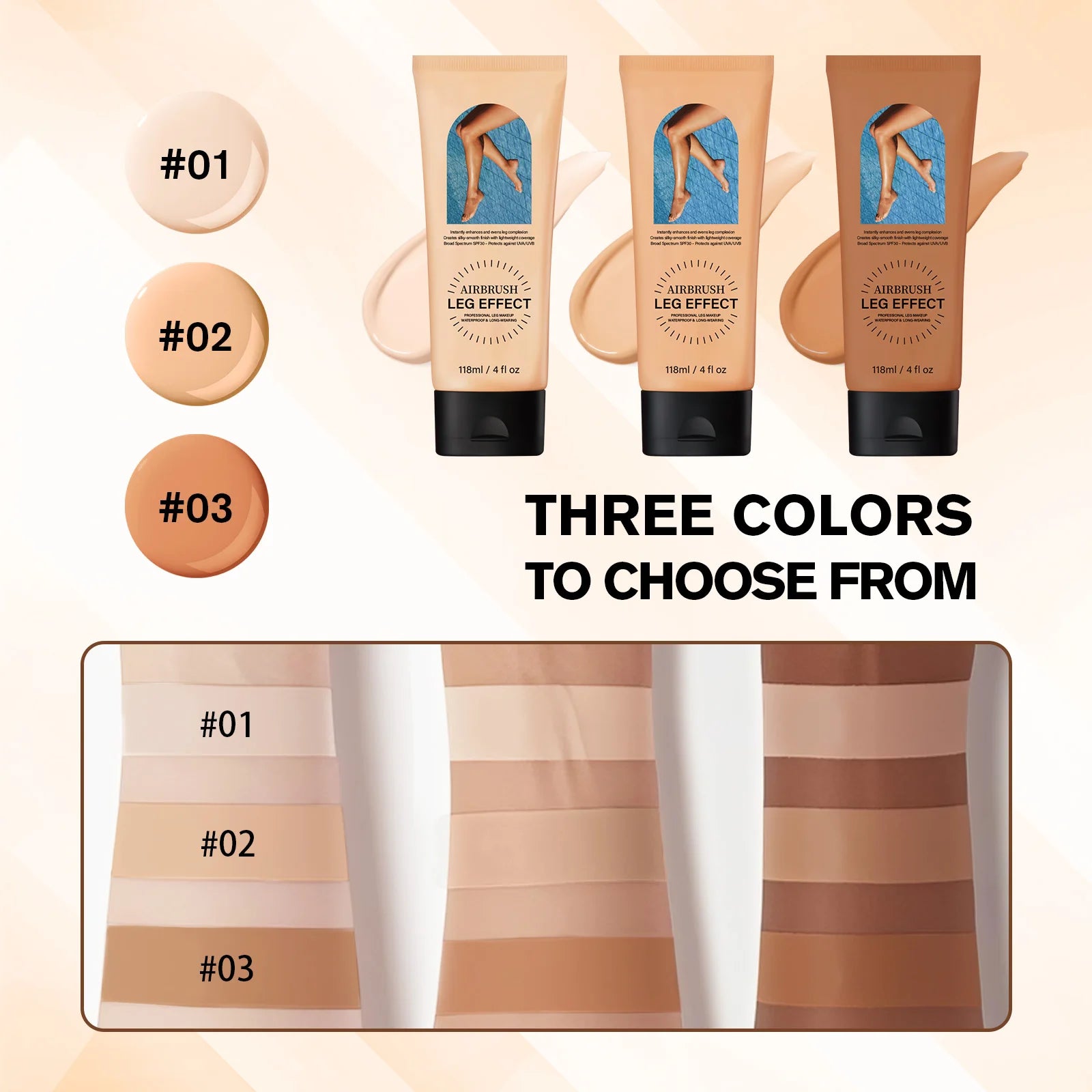 All-in-One Leg Perfector Lotion 118ml - 3 Shades with SPF 30, Waterproof, Long-Wear to Conceal & Smooth Skin Flawlessly.
