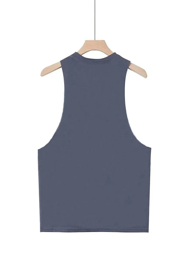 2025 Summer fitness Tank Top Men Fashio Comfortable Printed Loose tops Retro Style Sports Leisure Sleeveless vest Men sportswear