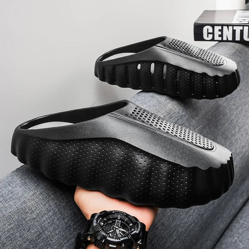 Summer Men Half Slippers Outdoor Breathable Couple Beach Shoes Platform Lightweight Soft Men Sandals Women Garden Casual Shoes
