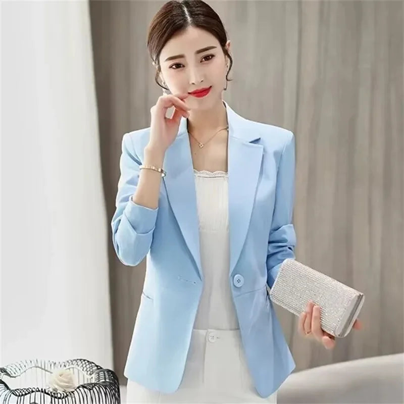 Women's Blazer 2025 Red Long Sleeve Blazers Pockets Jackets Coat Slim Office Lady Jacket Female Tops Suit Blazer Femme Jackets