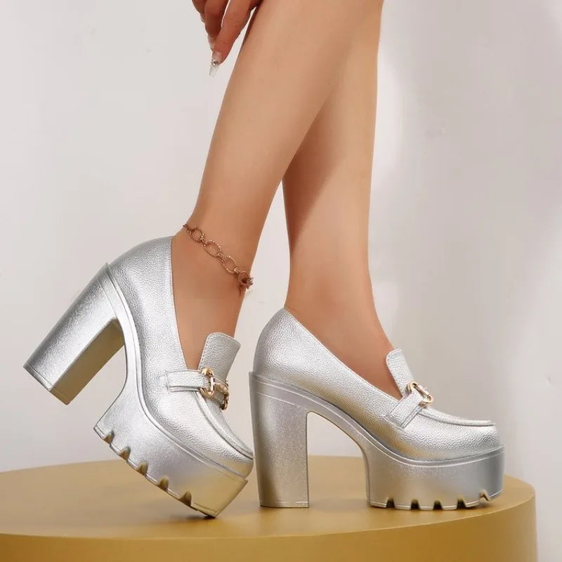 Women High Heel Pumps Outdoor High Heels Platform Shoes Woman Brand Soft Leather Luxury Heels Woman Trend Retro Designer Pumps