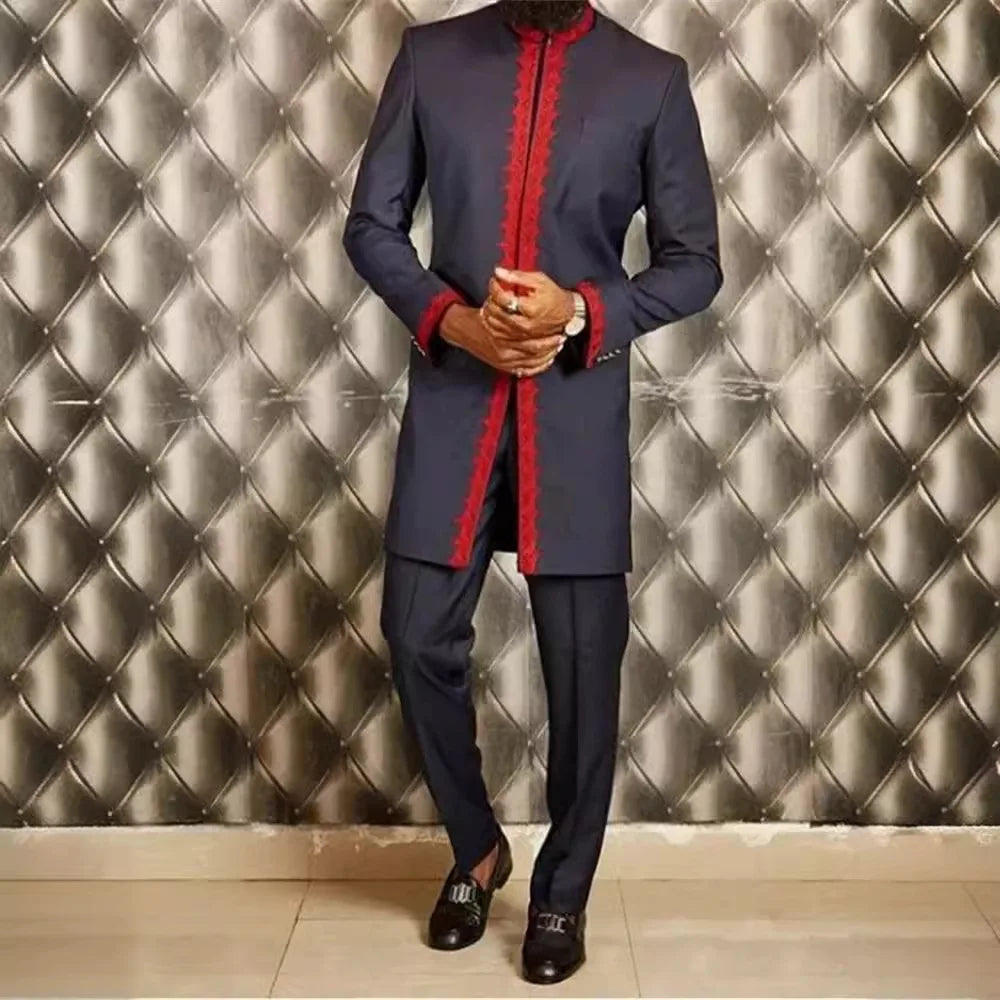 2 Piece African Clothes for Men Spring Fashion African Long Sleeve Top Long Pant Matching Sets Outfits Dashiki African Clothing