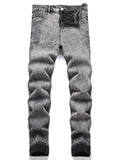Men's High Street  Black Jeans Stretch Slim Fit Small Feet Pants Ripped Distressed Motorcycle Trouser Men Streetwear Denim Pants