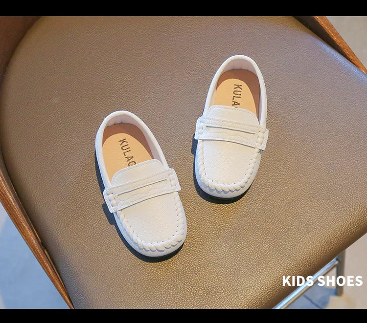Boy Leather Shoe Fashion Solid Color Versatile Kids School Causal Single Shoes Breathable Non-slip Children Slip-on Flat Loafers