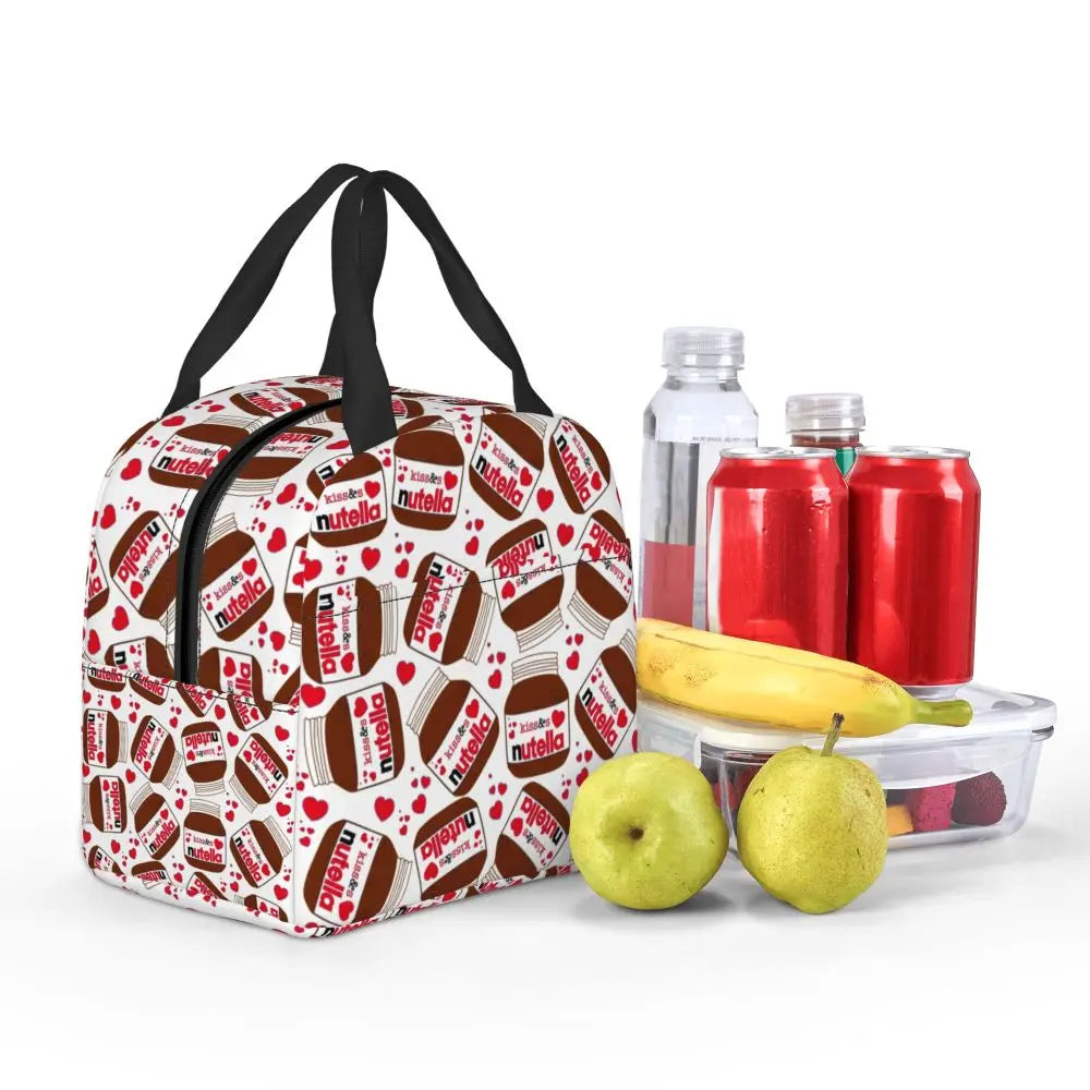 Custom Italy Nutellas Thermal Insulated Lunch Bag Women Portable Lunch Container for Outdoor Picnic Storage Food Box