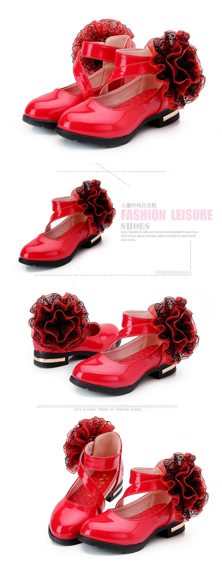 Girls Leather Shoes for Party Wedding Kids Performance Shoes with Butterfly-knot Fashion Children High Heels Rhinestone Shoes