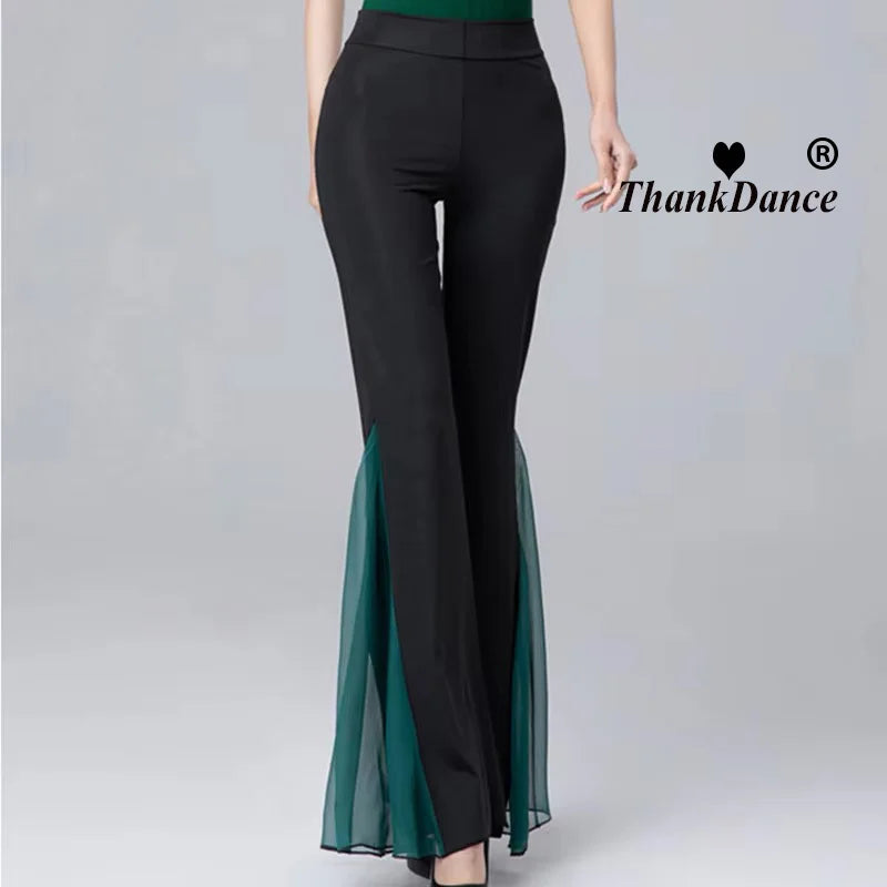 Women Dance Trousers Elegant Flared Pants Latin Ballroom Belly Dance Pants Practice Dance pant Performance Costume