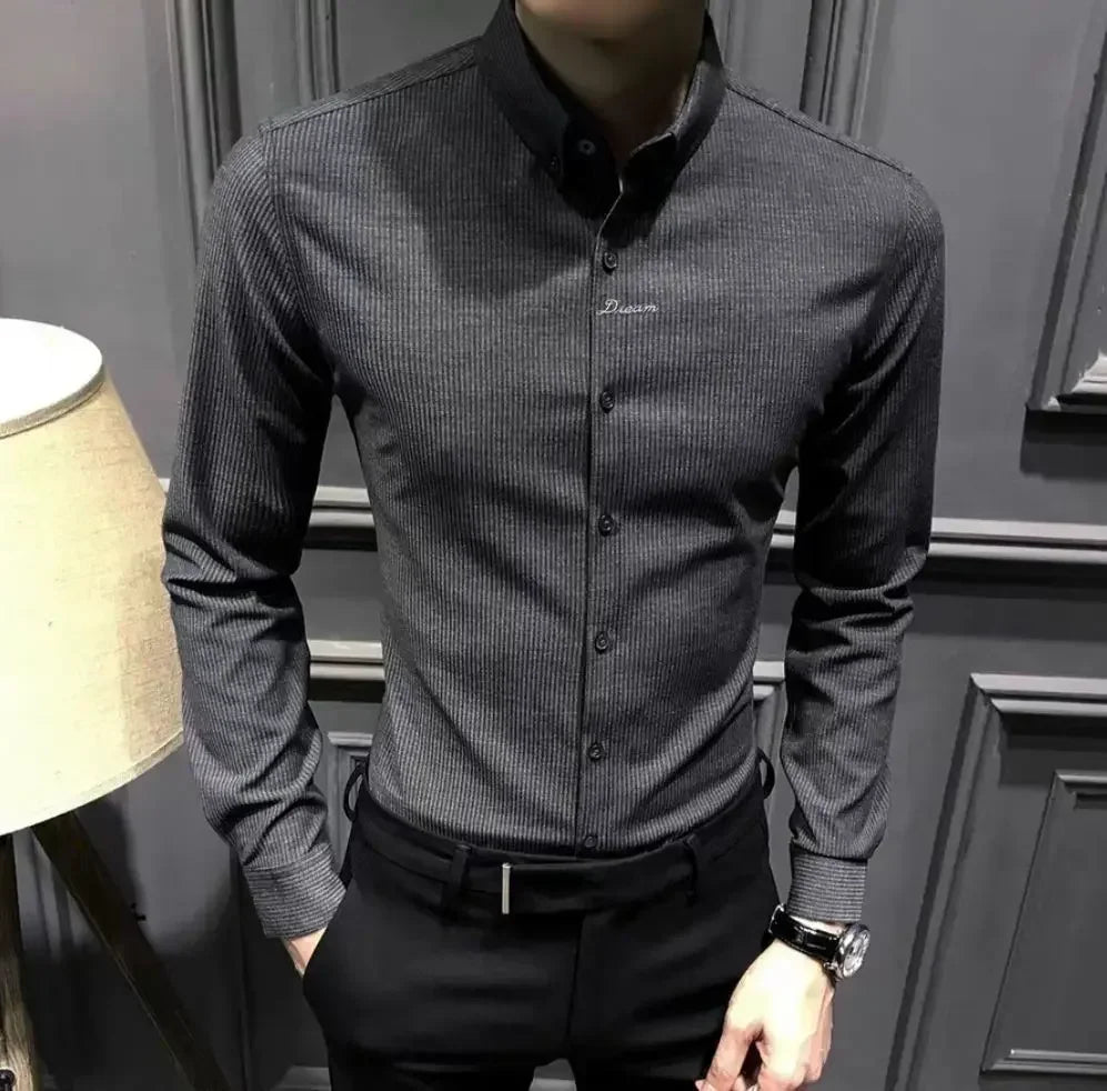 Shirts for Men Business Striped Plain Man Shirt Fashion 2026 with Collar Sale Cheap Things Stylish Hot Aesthetic Regular Brand