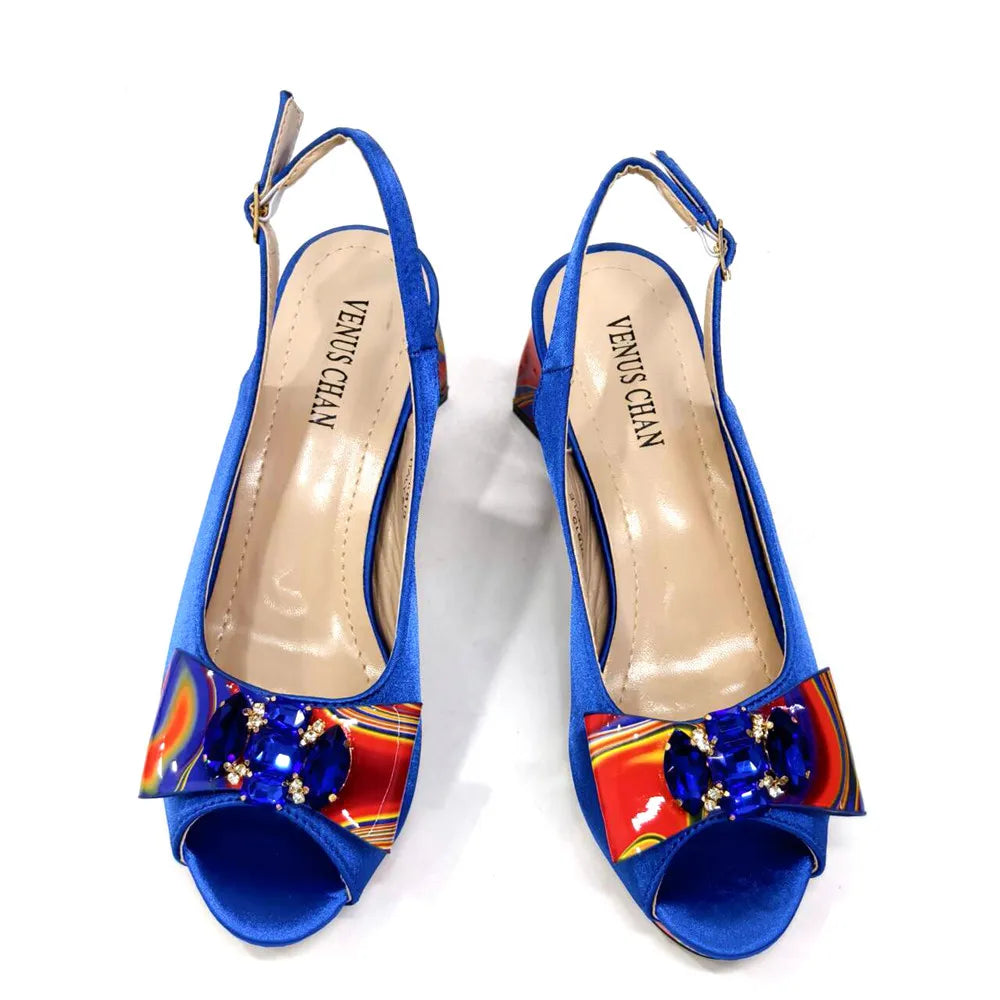 Sandals Woman Summer Ladies Shoes and Bag Decorated with Rhinestone Women Shoe and Bag Set for Party In Women Nigerian Shoe Bag