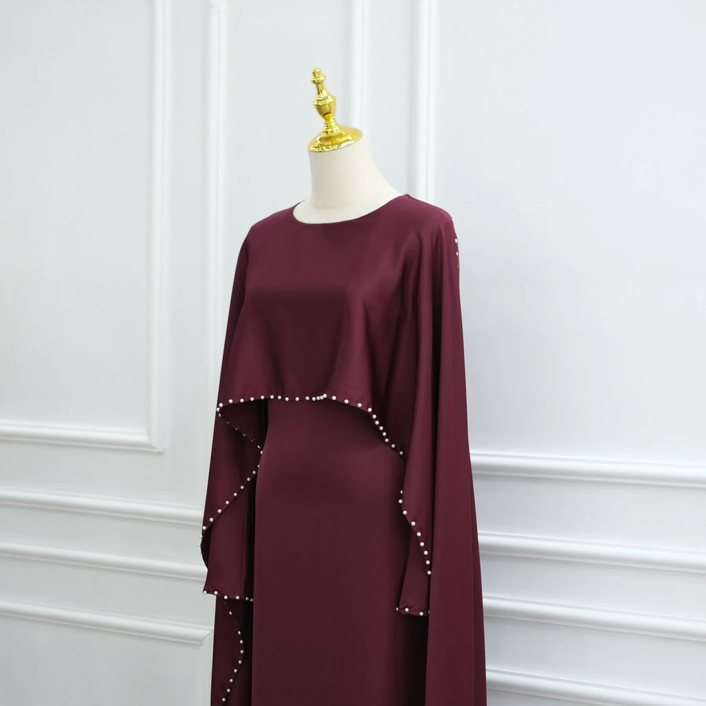 Muslim Dresses Women's Traditional Dresses And Abayas Eid Dubai Evening Dress Pearl Beaded Luxurious Robe Islamic Clothing
