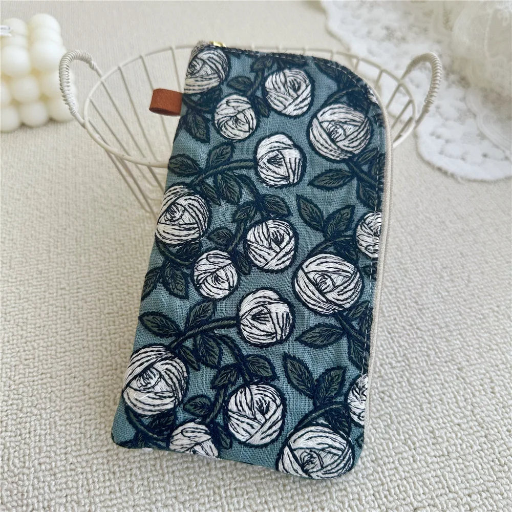 Ladies' Coin Purses Handmade Cotton Linen Embroidery National Personalized Canvas Lipstick Mobile Phone Glasses Storage Bags