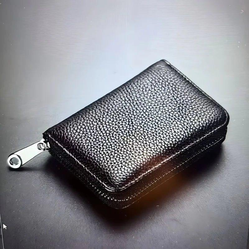 Men's ultra-thin RFID anti-theft zipper wallet multifunctional business card holder secure travel document manager