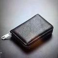 Men's ultra-thin RFID anti-theft zipper wallet multifunctional business card holder secure travel document manager