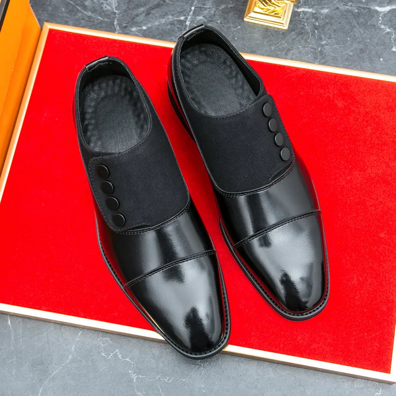 High End Brand Men's Leather Casual Shoes Office Men's Business Shoes Luxurious Banquet Pointed Toe Shoes for Wedding Brown