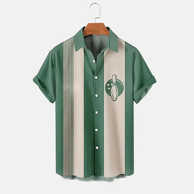 Men's Shirt Bowling Ball 3D Printed Lapel Women Casual Fashion Long Sleeves Shirts Button Streetwear Oversized Unisex Clothing