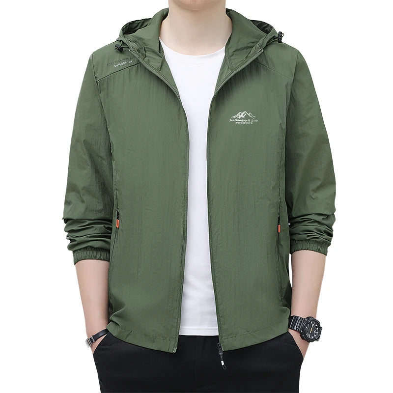 Fast Ship Summer Jackets Men Hooded Windbreaker Coats Camping Sunscreen Clothing Men Ultrathin Fishing Wearing Man Sportswear
