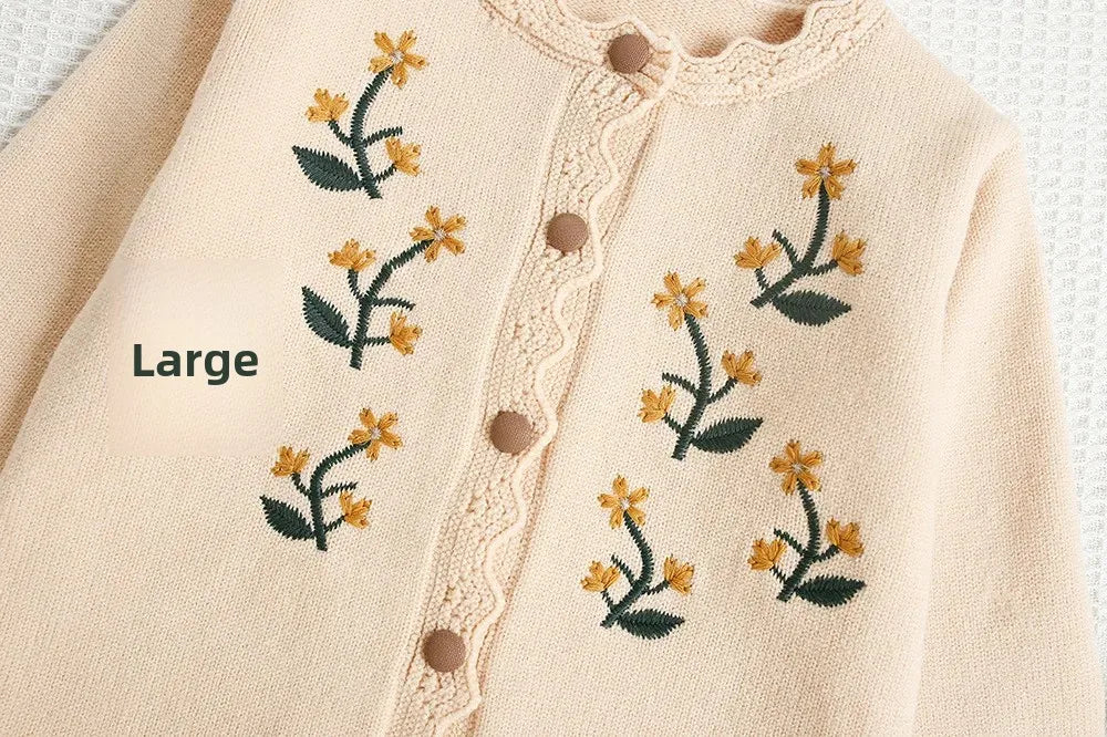 Baby Girl Clothes Girls Knitted Sweater Set Embroidered Flower Design Two-Piece Jacket And Pants Spring Autumn Korean Style
