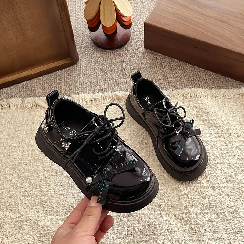 Girl School Perform Shoes Spring Autumn Chic Bow Children Dress Mary Jane Shoes Princess Wedding Party Kids Lolita Leather Shoes