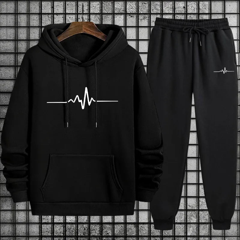 2026 Men's Streetwear Tracksuit Set Oversized Hoodie and Baggy Joggers Urban Hip Hop Fashion Sportswear Fall/winter Jogging Suit