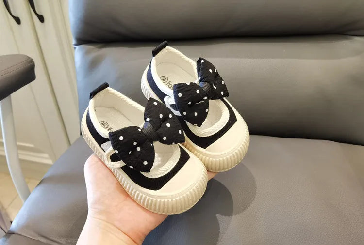 Zapatillas Kid Sneakers Autumn Anti Kick Girl Canvas Shoes Bow Baby Walking Shoe Soft Sole Casual Shoe Kid Shoes Zapatos Niña