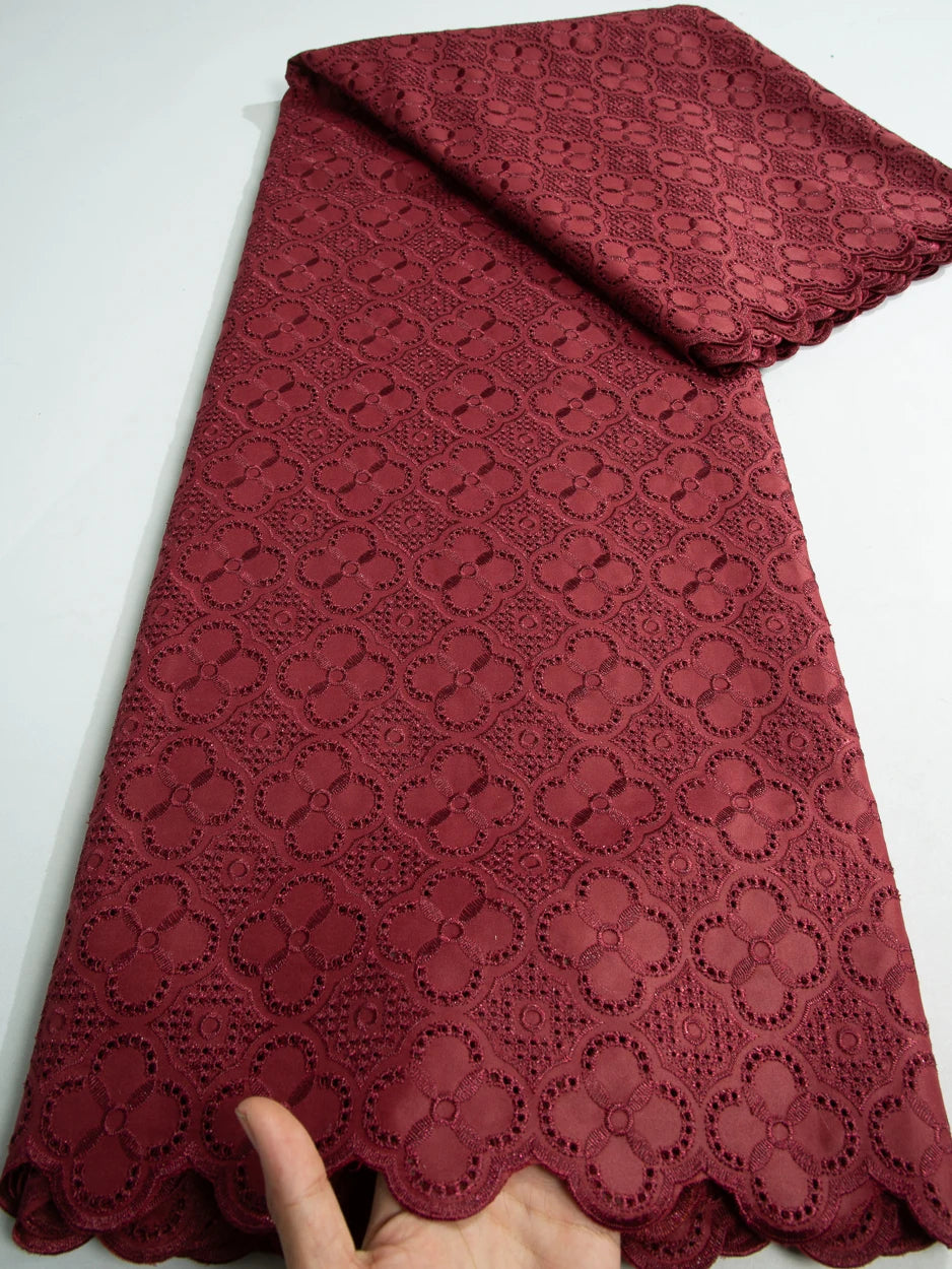 Smooth African Cotton Lace Fabric 5 Yards 2025 Swiss Voile High Quality Nigerian Cotton Lace Fabric For Sew Diy Men Cloth F3808