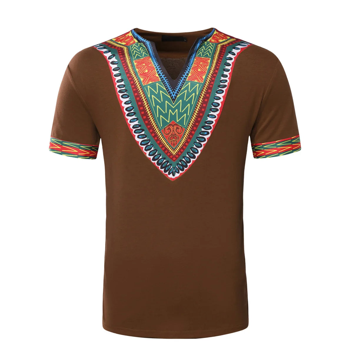 2026 Men's African Traditional Clothing Men Dashiki Short Sleeve T-shirt Fashion V-neck Printed Ethnic Style Casual Tops for Men