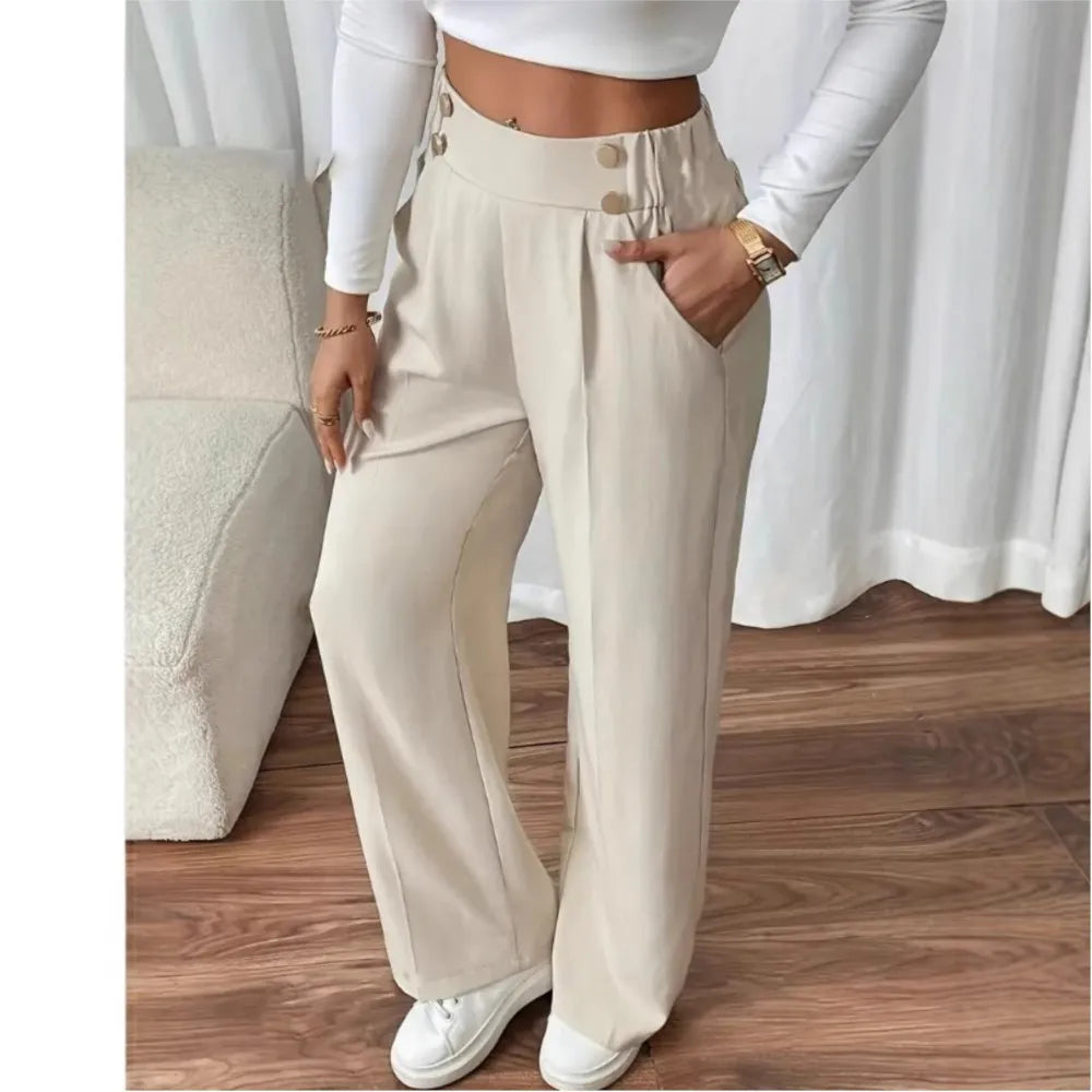 Women's Trousers Casual High-waisted Trousers Loose Temperament Versatile Office Female Straight Long Pants 2025