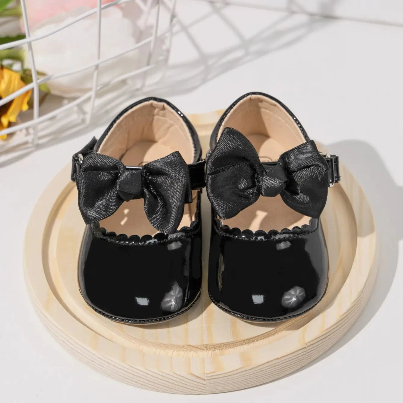 KIDSUN Newborn Baby Girl Shoes PU Leather Bowknot Dress Shoes Infants Rubber Non-Slip Toddler First Walker Baby Shoes Girls