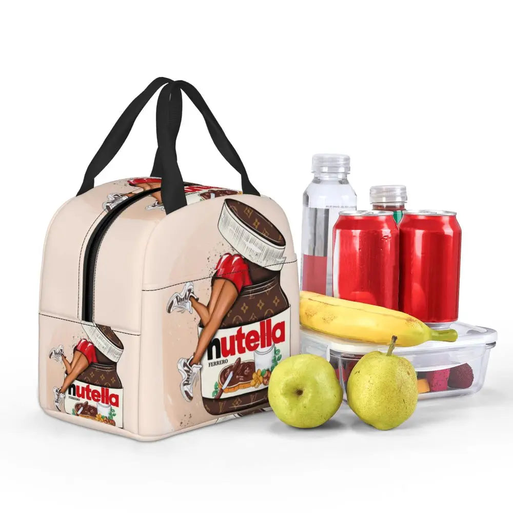 Custom Italy Nutellas Thermal Insulated Lunch Bag Women Portable Lunch Container for Outdoor Picnic Storage Food Box