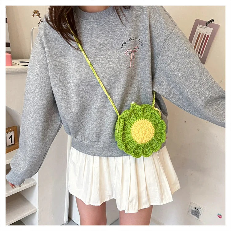 Ladies' Crossbody Bags New Handmade Woven Flower Kawaii Sweet Shoulder Bags High-quality Luxury Brand Crossbody Bags For Girl