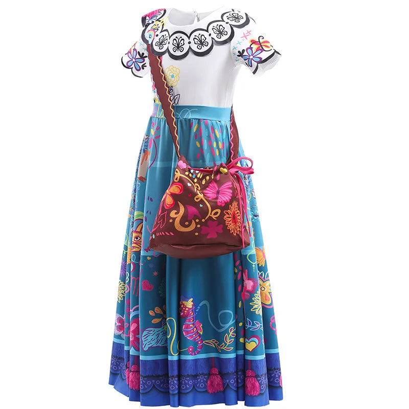teens Girls Encato Costume with bag headband Charm Princess Dress Seit Kids Mirabel Carnival performance Birthday Party Clothing