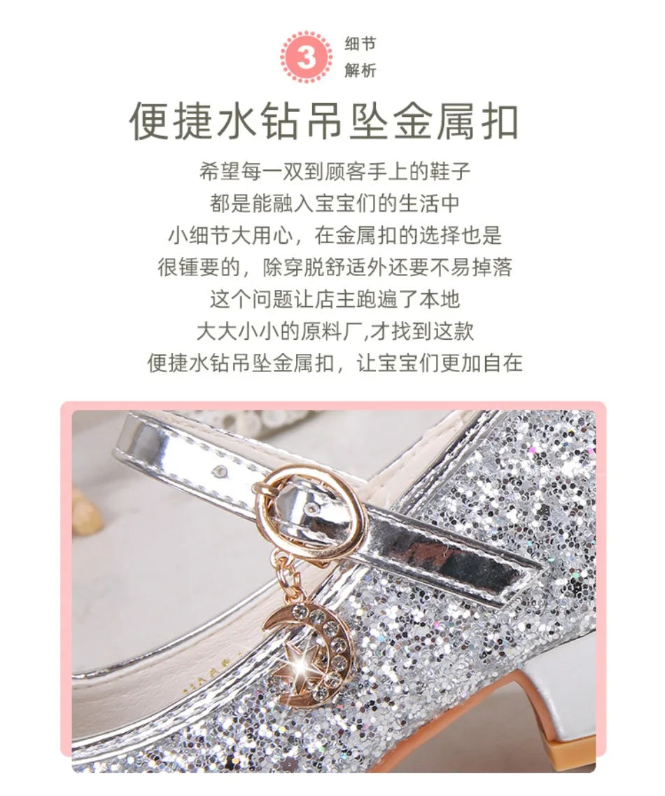 Classic Bow Girl Pu Leather Shoes For Girls Party Dance Children Shoes 3-14 Years Princess High Heels Child Wedding Shoes HSD09