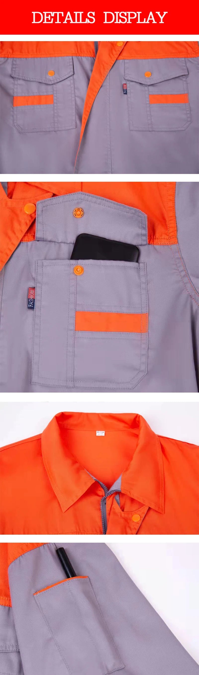 Summer Workwear Men's Women's Short Sleeve Thin Breathable Uniform Factory Service Auto Repair Top Ropa De Trabajo