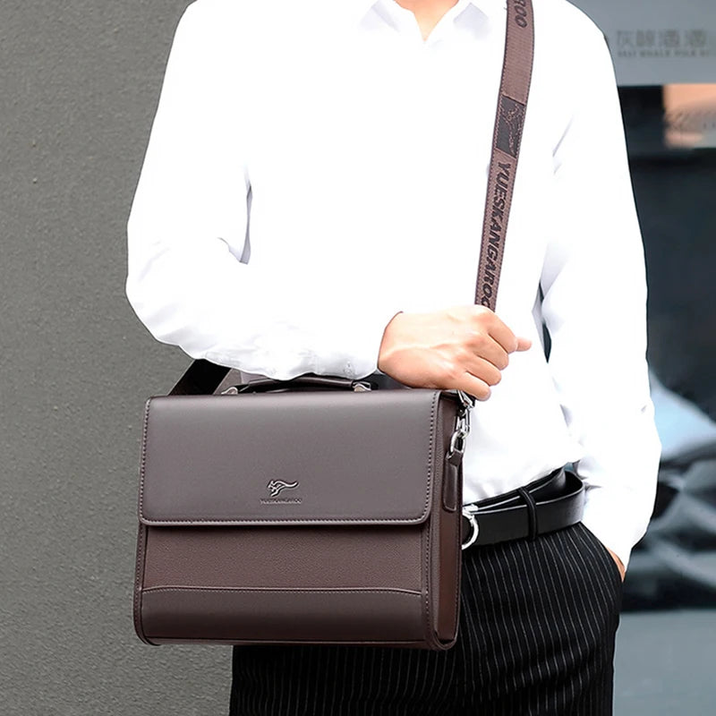 Executives Briefcase For Men PU Leather Designer Business Fashion Handbag Shoulder Messenger Male Organizer for Documents Bag